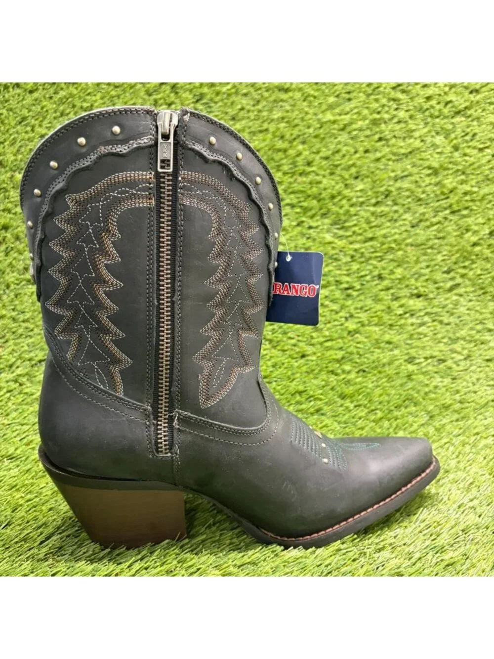 Durango Crush Womens Size 8 Black Cowgirl Western Snip Toe Zip Up Fashion Boots